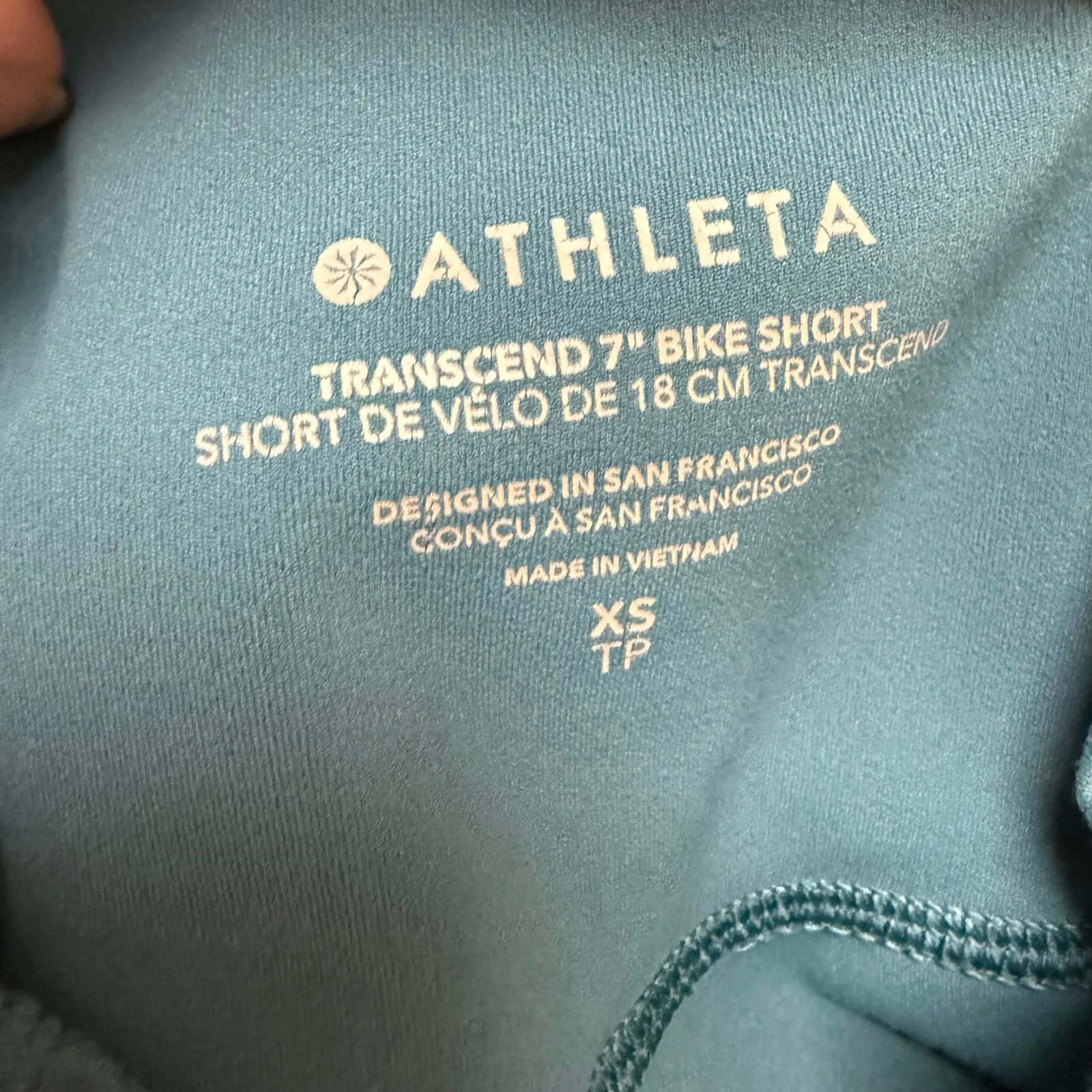 Athleta Transcend 7 Bike Short‎ Teal Blue High Rise Athletic Workout Womens XS - Image 3