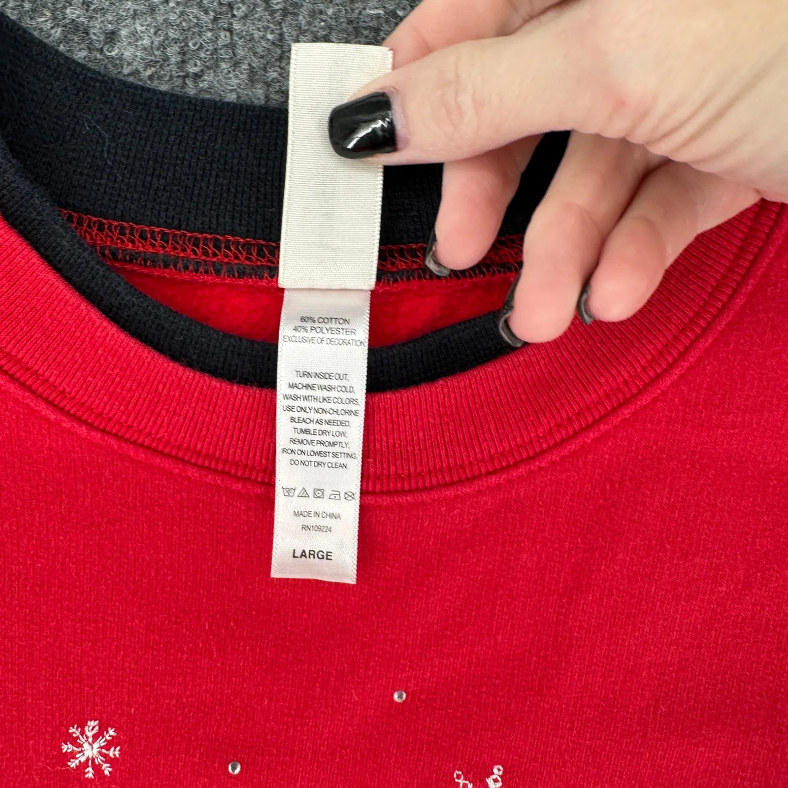 Red Cardinal Vintage Christmas Winter Sweatshirt Women's Large 80s 90s Holiday - Image 5