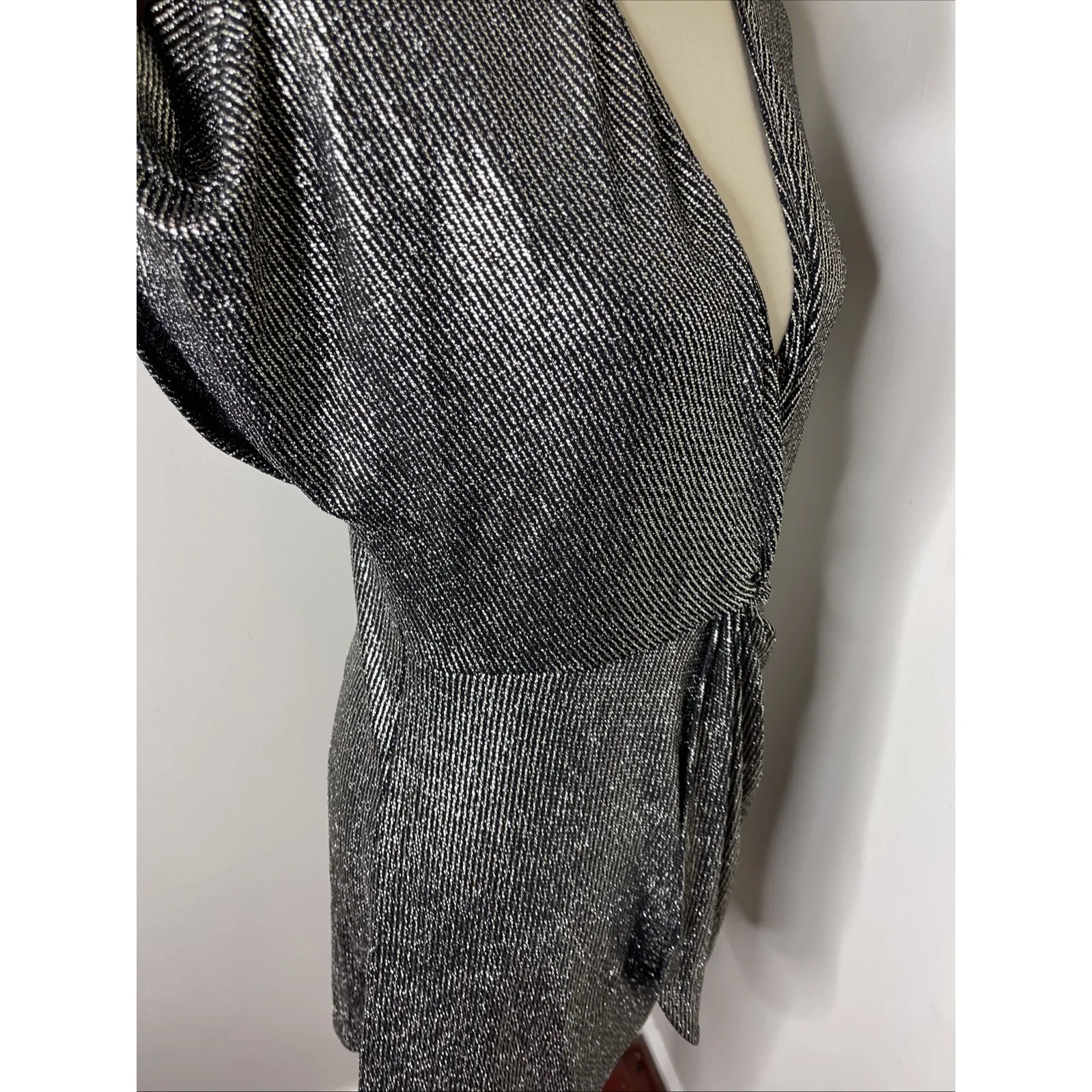 New‎ Show Me Your Mumu Get Twisted Metallic Mini Dress in Disco Glitz Small S - Image 6