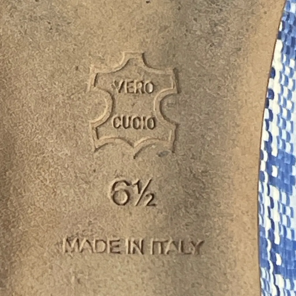 Tory Burch 6.5M Blue Plaid Espadrille Ballet Flats Made in Italy Lace Up - Image 7