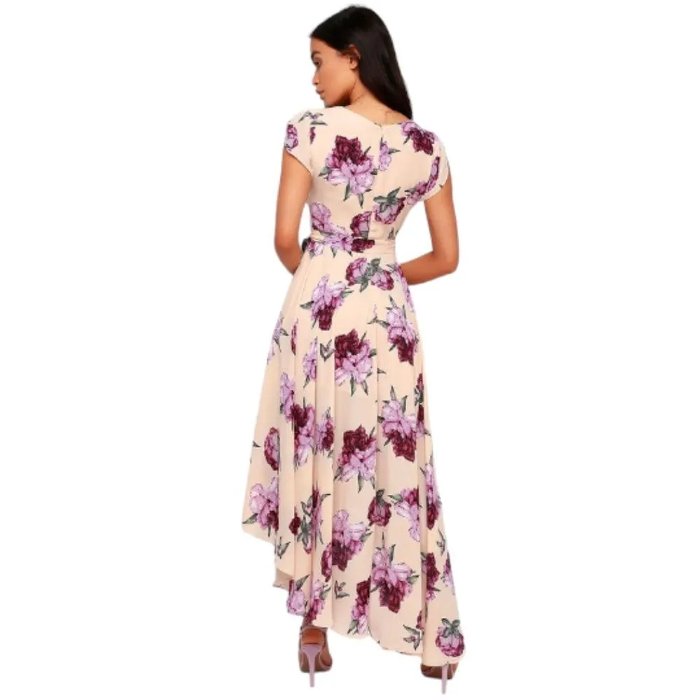 Lulu's French Countryside Blush Floral Print High Low Dress Size Med EUC #3269 - Image 3