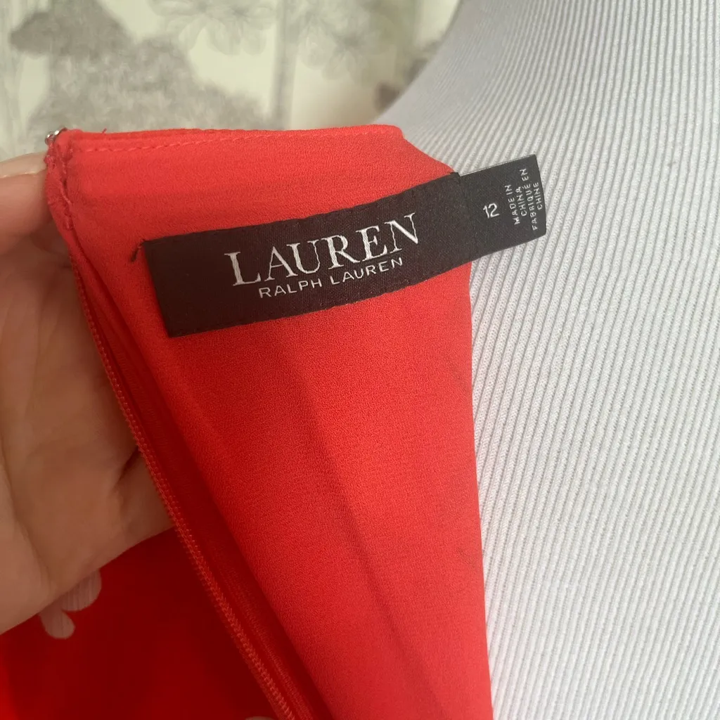 Ralph Lauren Red Floral wrap Dress Size 12 black label - Image 6