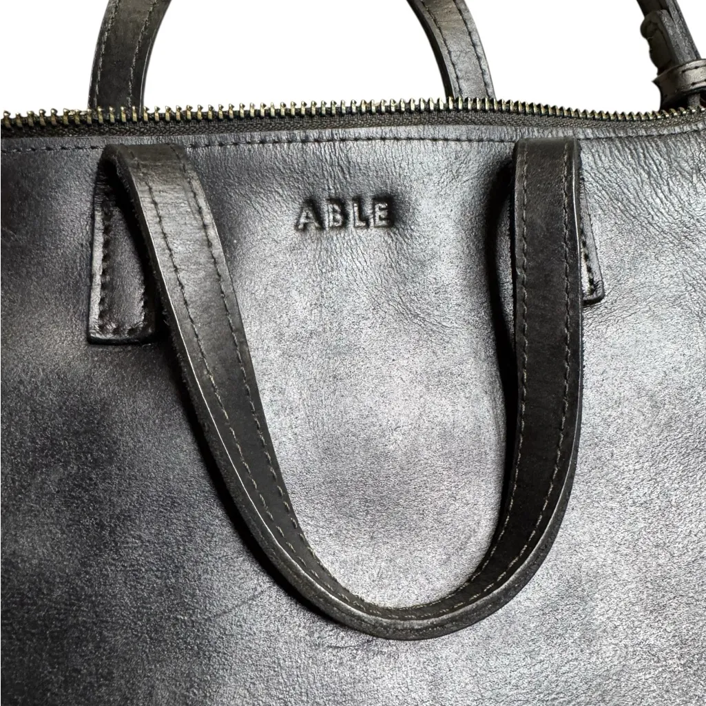 ABLE Black Leather Crossbody Tote Bag – Convertible & Top Handle Purse - Image 2