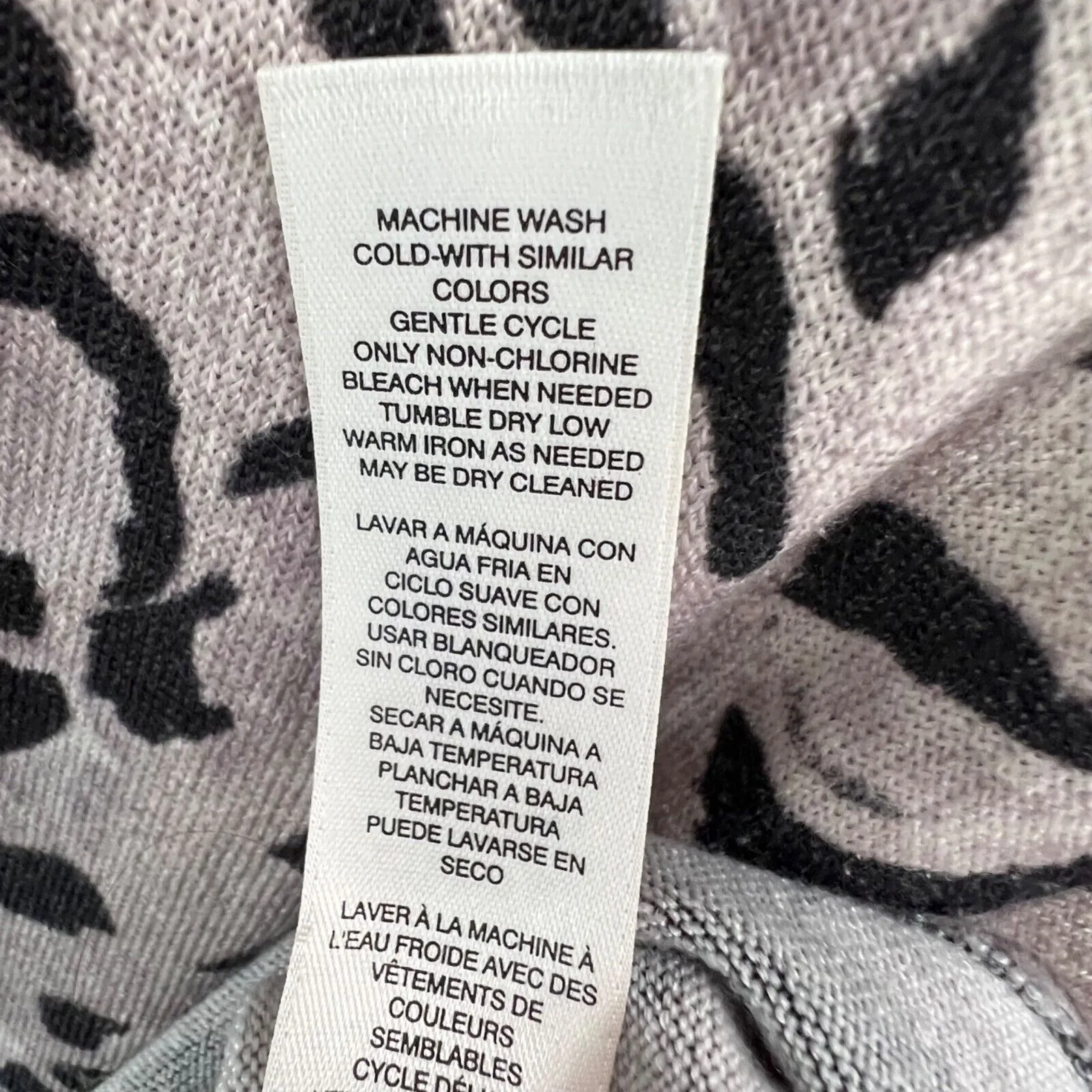 Chicos Top Womens XL Black Mauve Ombre Animal Print Blouse 3/4 Sleeve Stretch - Image 13