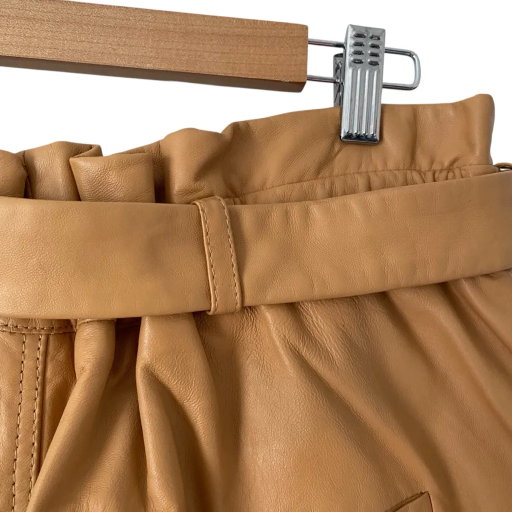 Walter Baker Velda Camel Leather Shorts size XL High Waist Paper Bag - Image 9