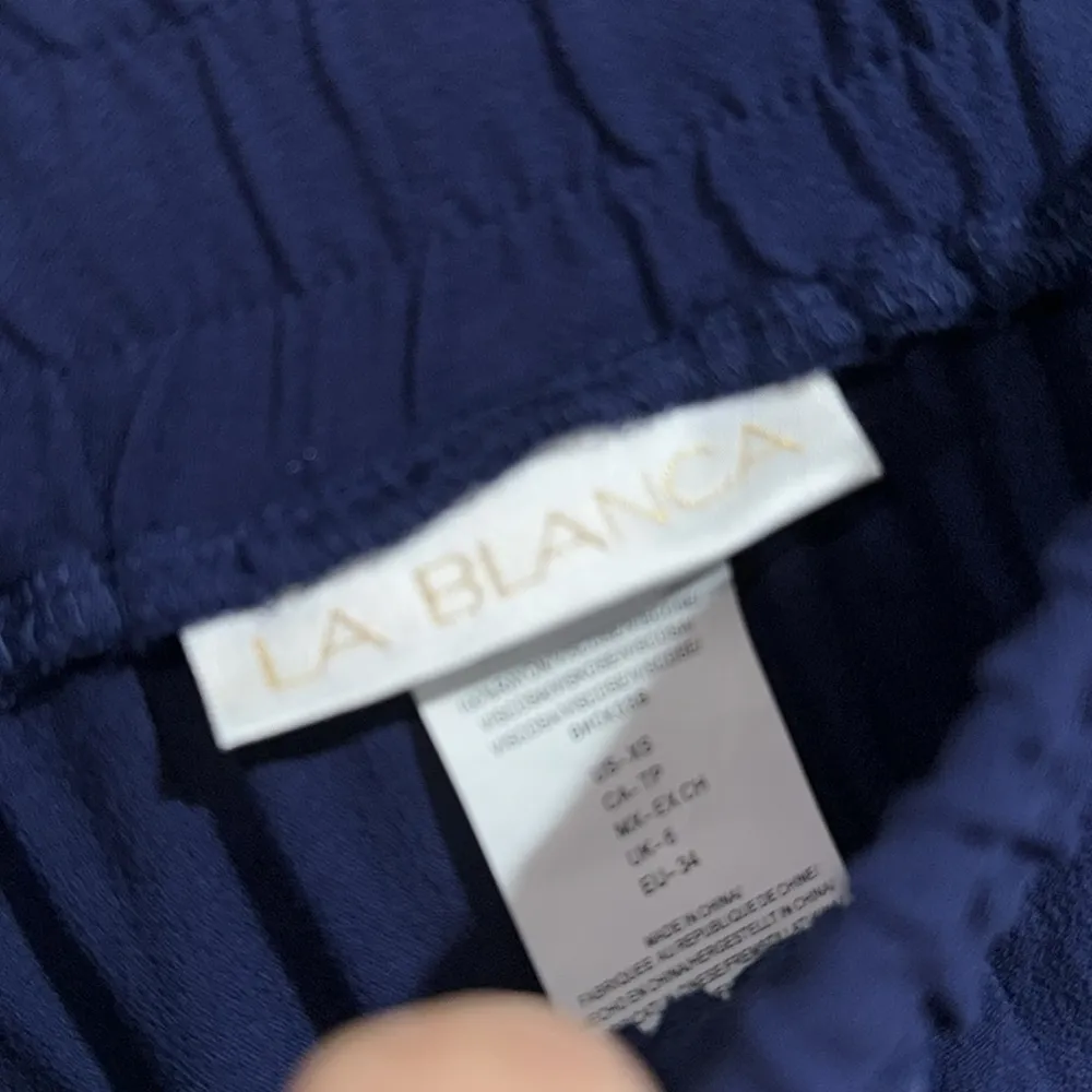 La Blanca shorts beachcomber navy blue xs drawstring tassel stretch waist pocket - Image 5