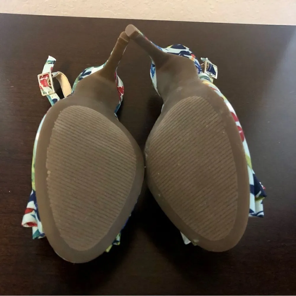 Kelly & Katie Floral Heels Open Toe with Bow Size 6 - Image 8