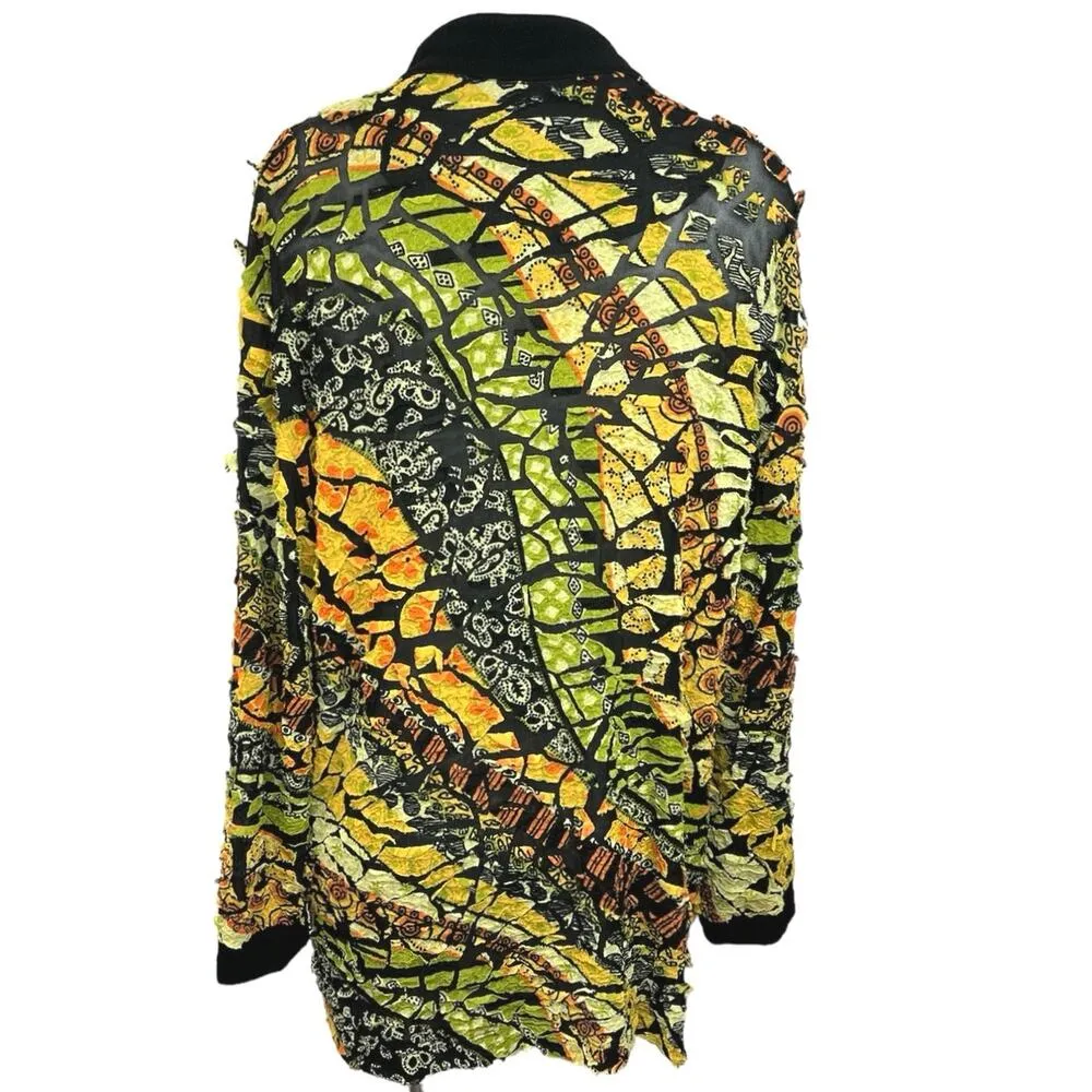 Connie's Moon Light Multicolor Crack Style Distressed Cardigan Blazer Jacket M Size M - Image 2