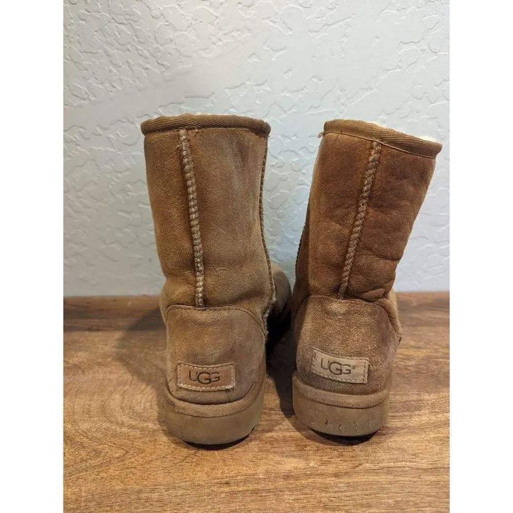 UGG CLASSIC SHORT II Mid-Calf Sheepskin Women’s  Chestnut Boots 1016223  Sz 7 - Image 7