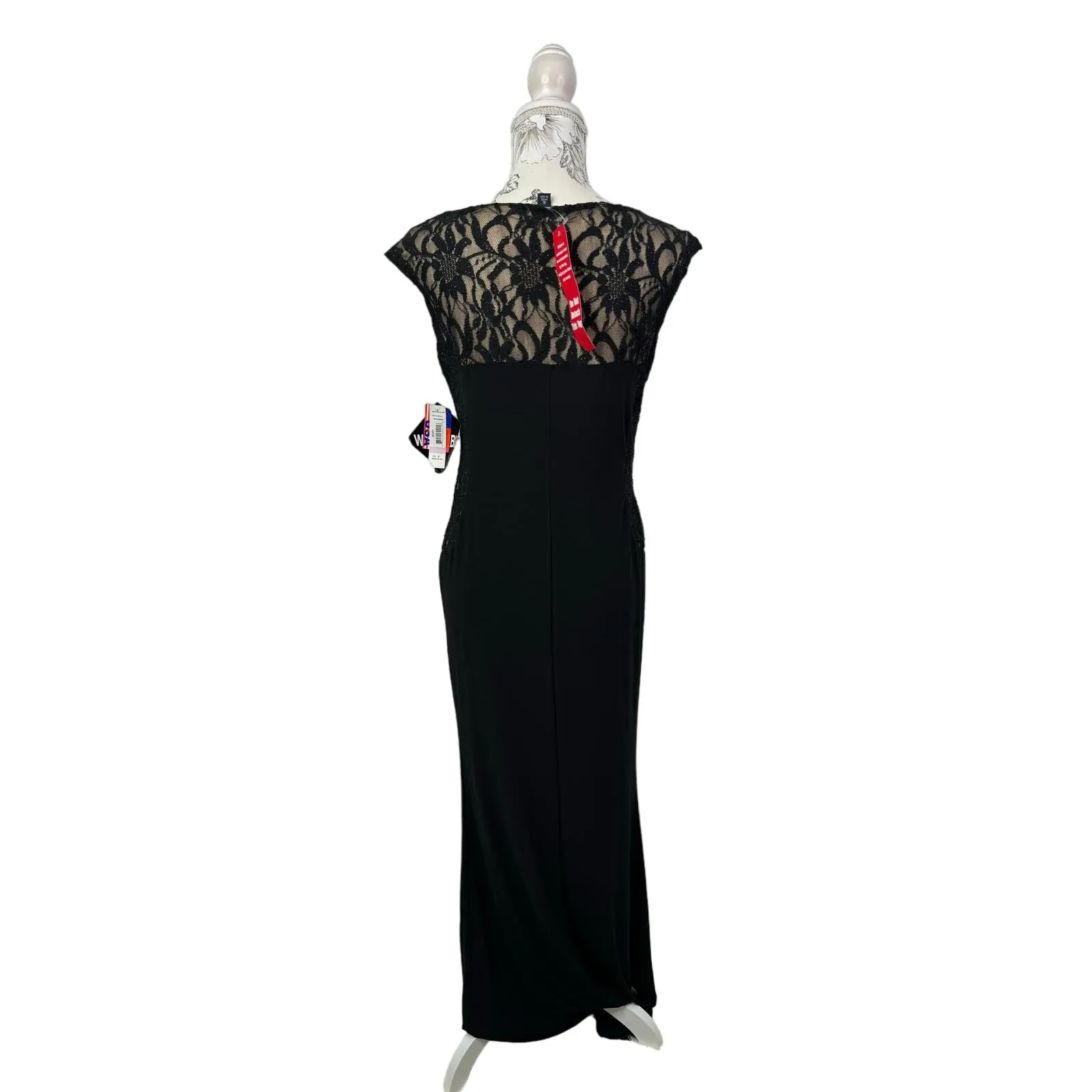 R&M‎ Richards Cap Sleeve Lace Overlay Sheath Cocktail Maxi Gown Size 6 NWT - Image 3