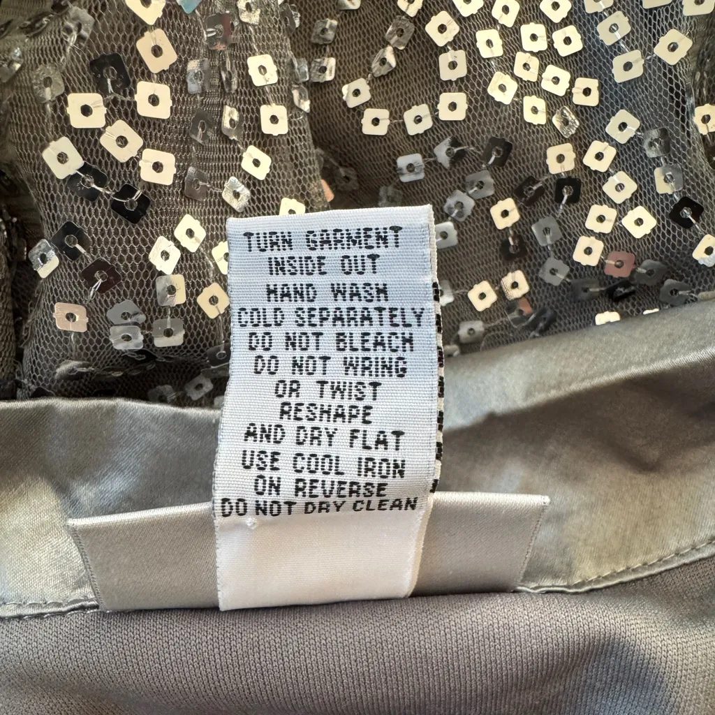 Vintage Y2K Once Again Silver Sequined 3/4 Sleeve Collared Mini Dress Size M - Image 8