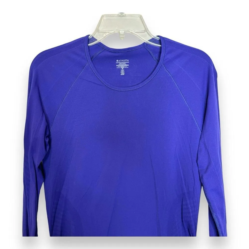 ATHLETA RUNNING FITNESS FITTED SHIRT THUMBS UP PURPLE WOMENS SIZE M - Image 2