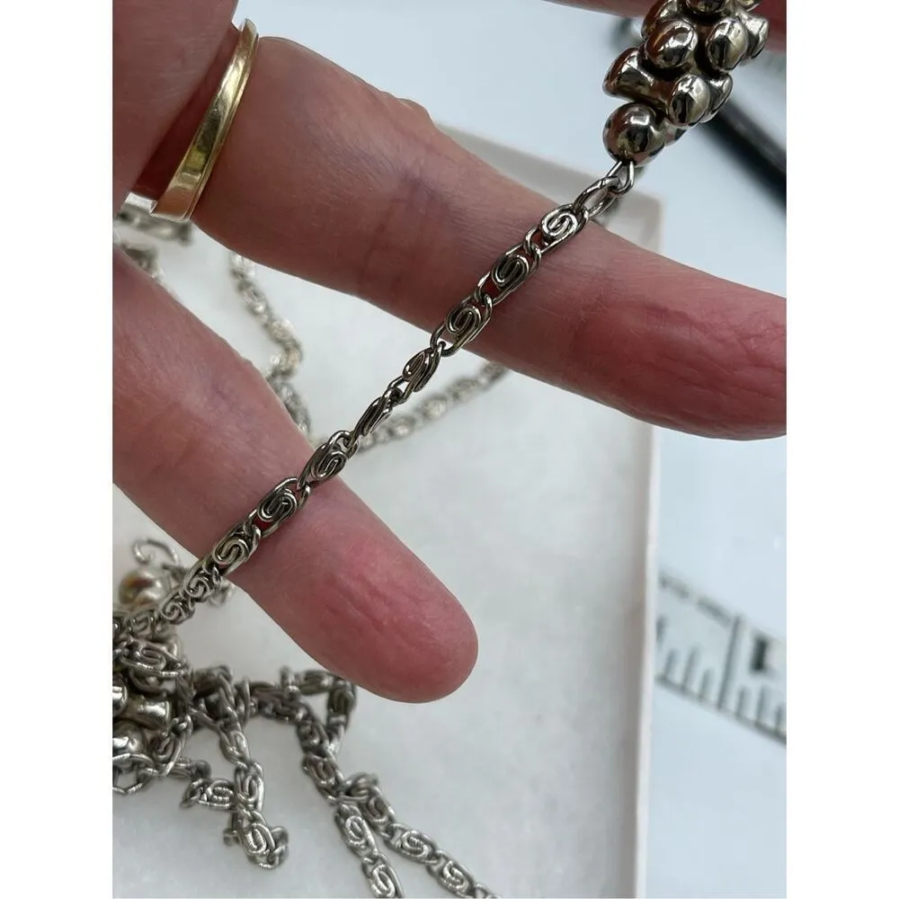 Vintage paper clip link chain with intermittent silver beaded clusters. 28” long - Image 6
