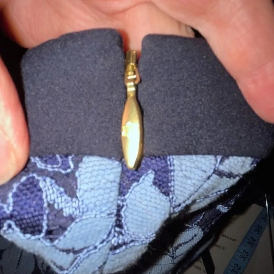 Draper James Navy Blue Light Blue Floral Lace A-Line Midi Skirt Size 0 - Image 4