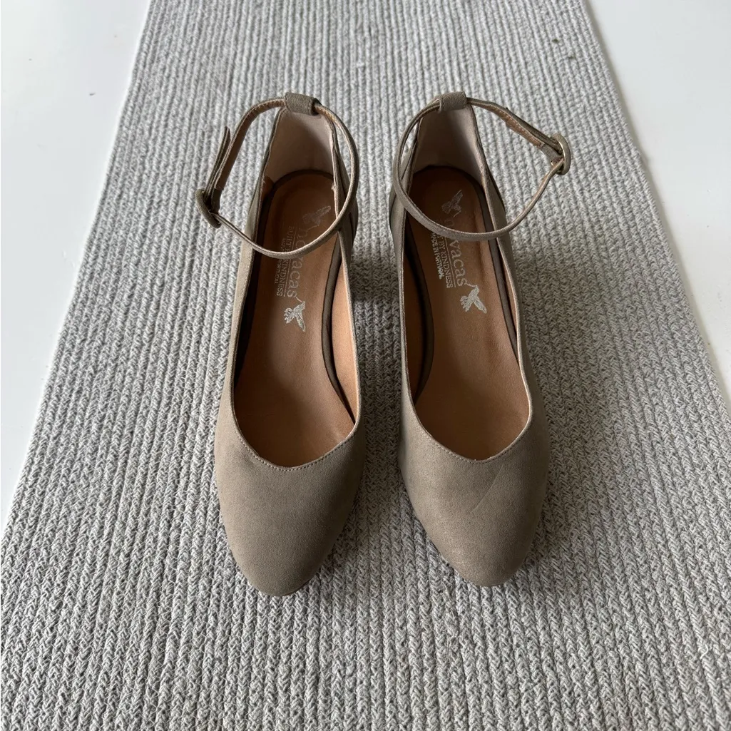 Novacas Light Gray Taupe Suede Block Heel Ankle Strap Pumps Dress Shoes Sz 40 9 - Image 11