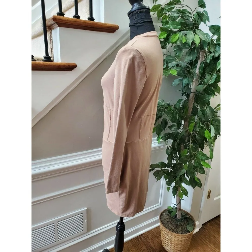 Shein Women's Tan Cotton Long Sleeve Crew Neck Knee Length Casual Dress Size L - Image 6