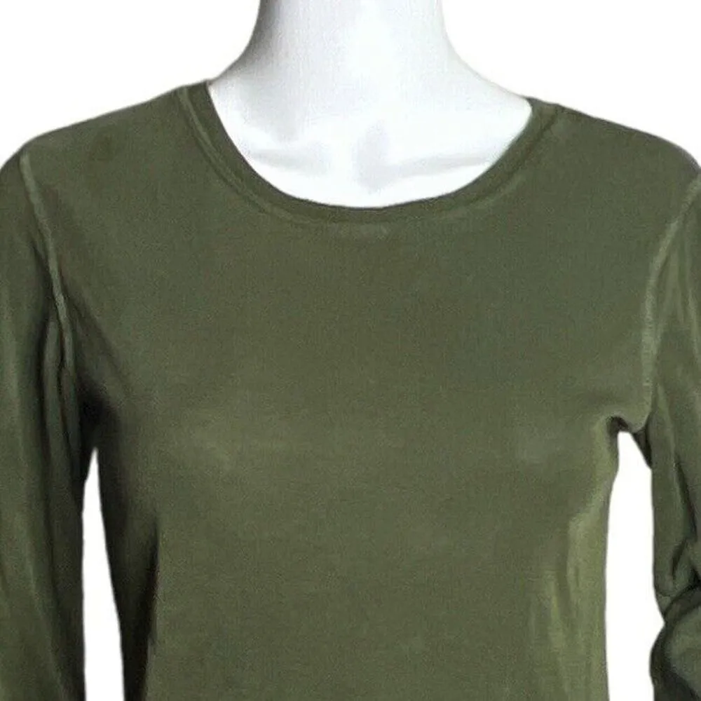 Russ Berens Shirt Women XS Olive Green Basic Layering Neutral Minimalist Vintage - Image 4