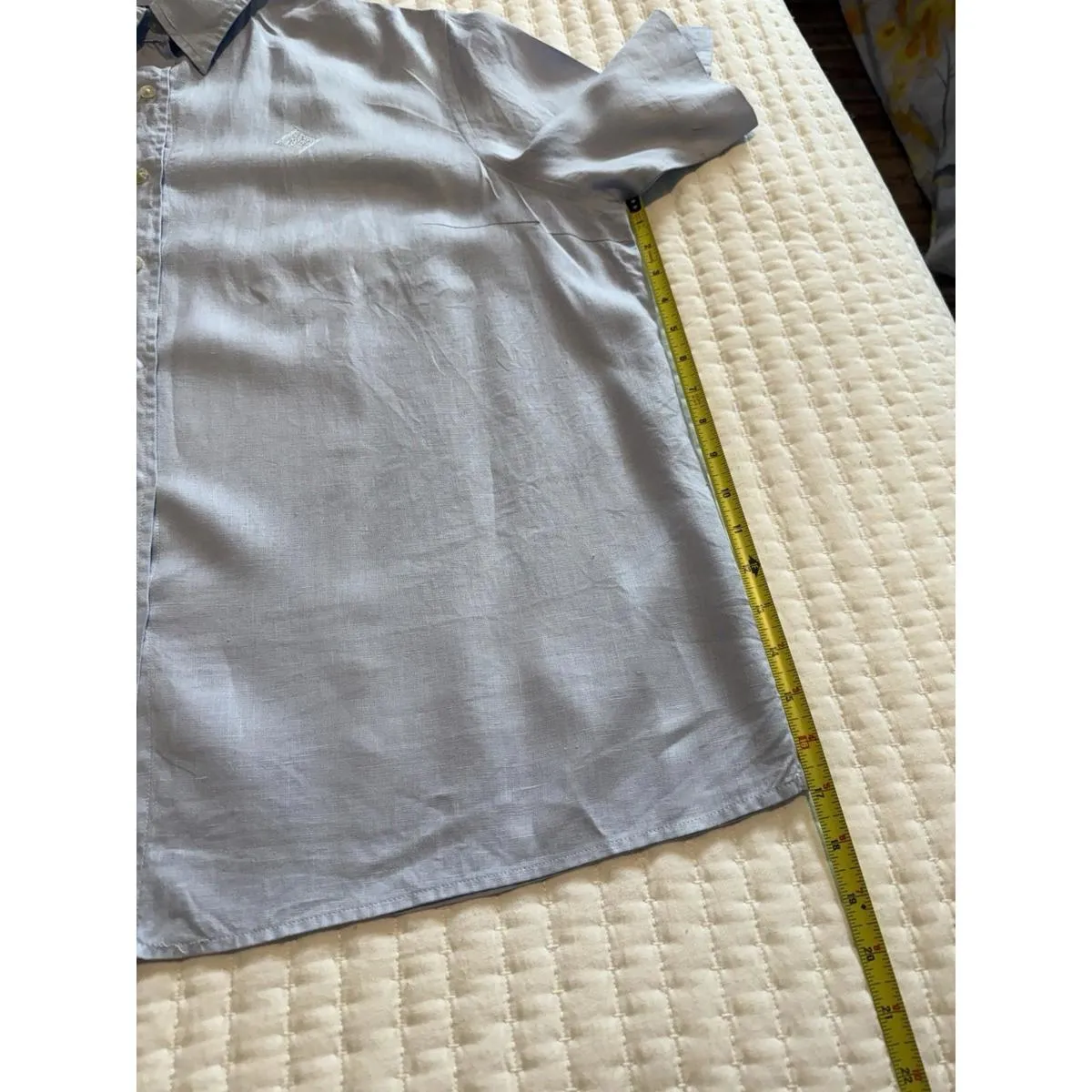 Lauren Ralph Lauren Button Up Collared Short Sleeve Shirt Blue Sz 2X 100% Linen - Image 7