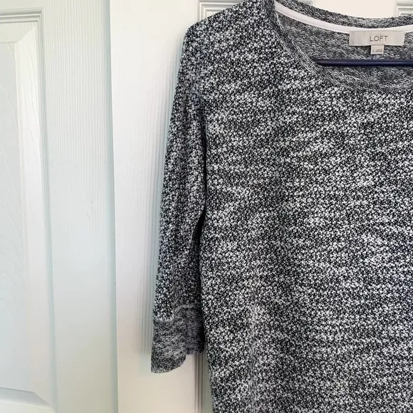 Loft Size Small Heather‎ Gray Pullover 3/4 Sleeve Knit Sweater - Image 4