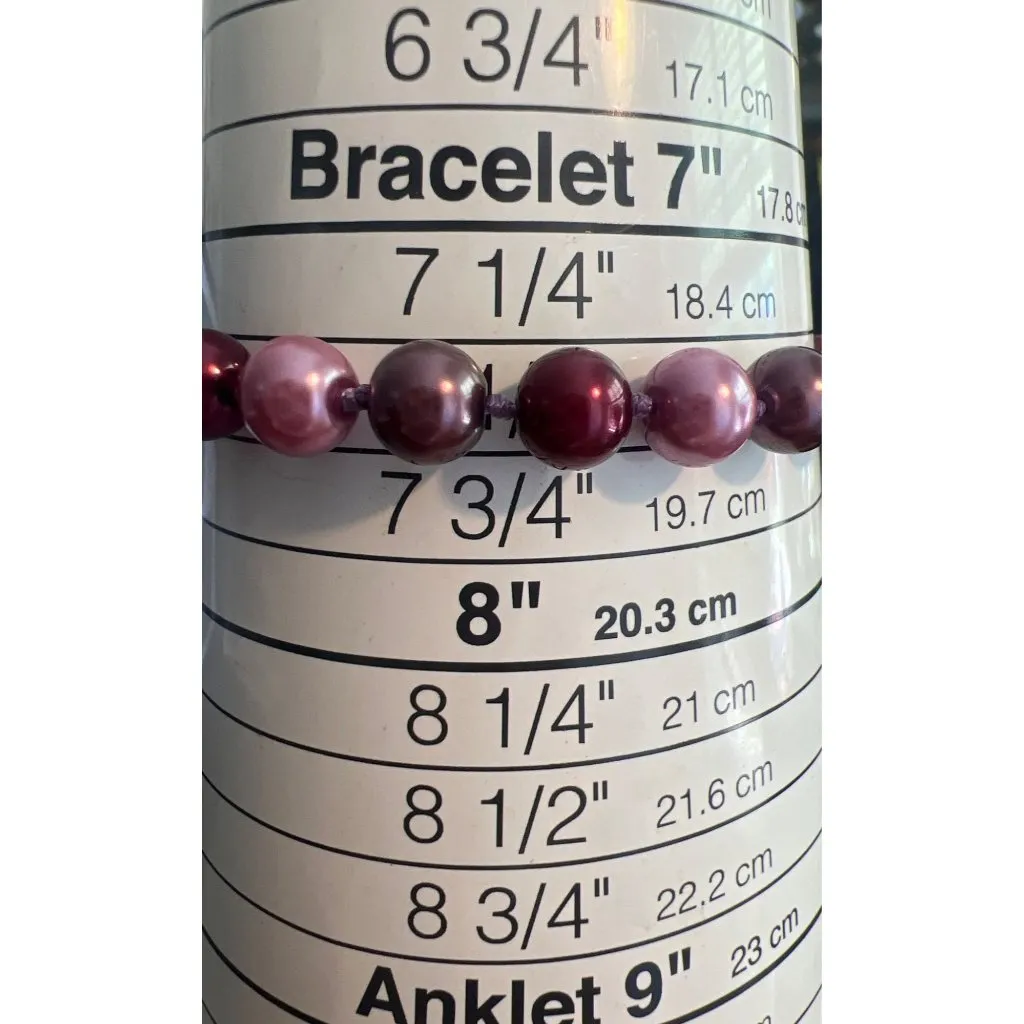 Vtg Glass Faux Purple Pearl Bracelet Sterling Silver Clasp Knotted Estate 7.5" - Image 5