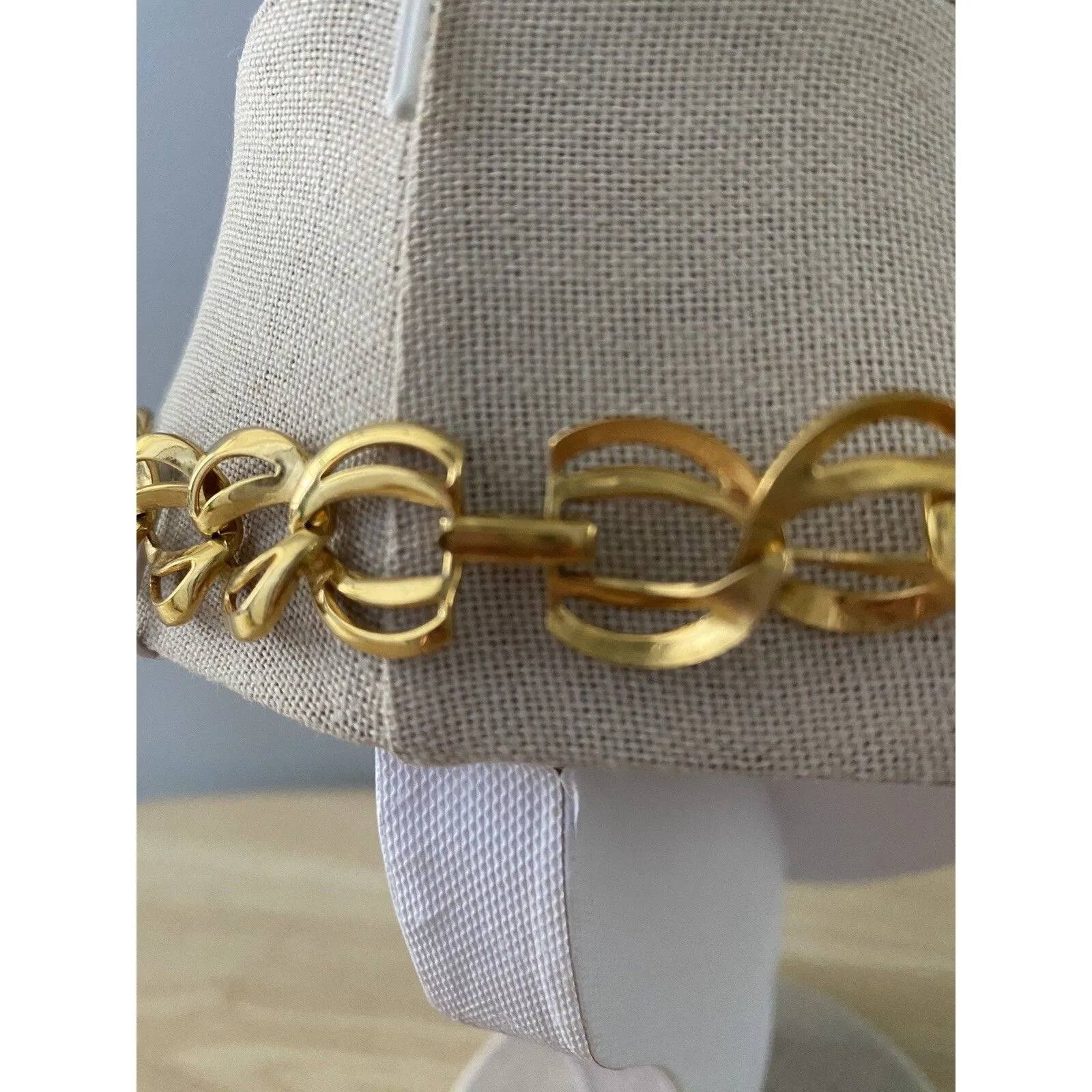 Vintage Napier Gold Tone Large Link Necklace Choker 16" Signed 1980s 80s - Image 4