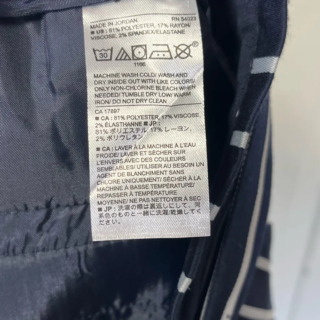 Banana Republic Blake Striped Wide Leg Navy Belted Pants Sz 6 - Image 6