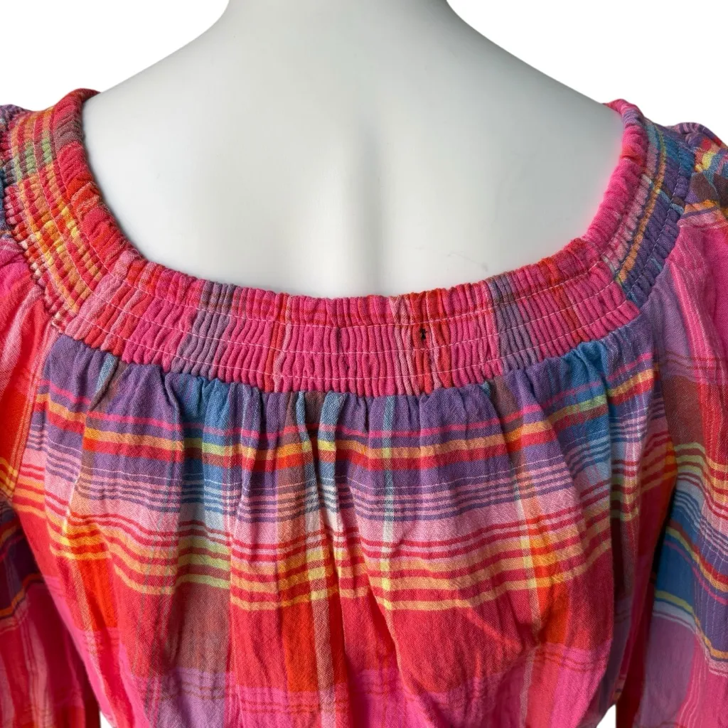 NWT, Sanctuary Laurie Solet Madras Smocked Crop Top, Sz XS - Image 9