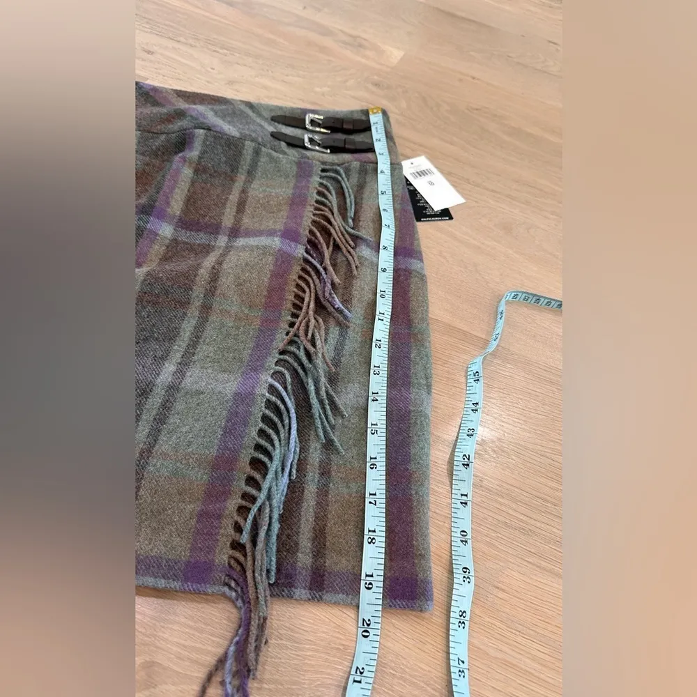 Lauren Ralph Lauren Plaid Fringe Trim Tweed Mini Skirt size 10 NWOT - Image 8