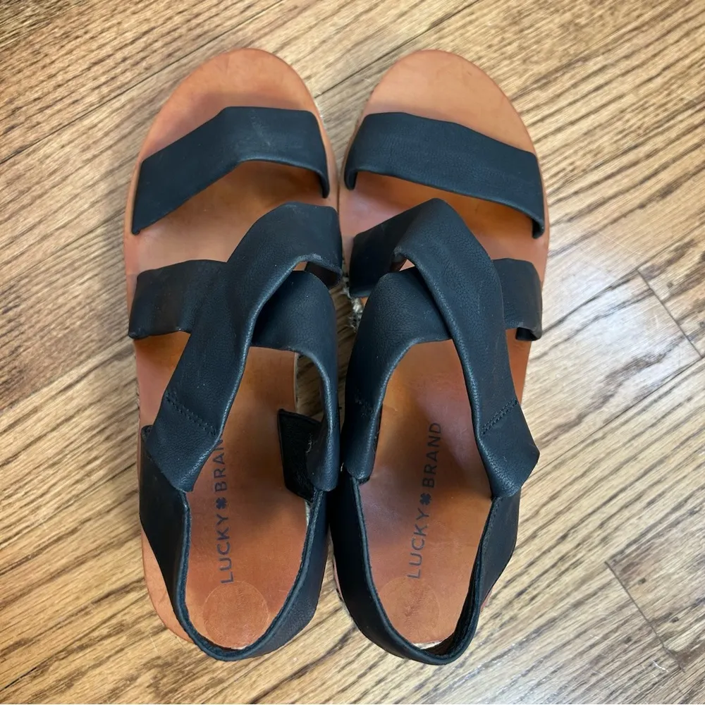 Lucky Brand | Leather “Johannas” Espadrilles Platform Sandals - Image 11