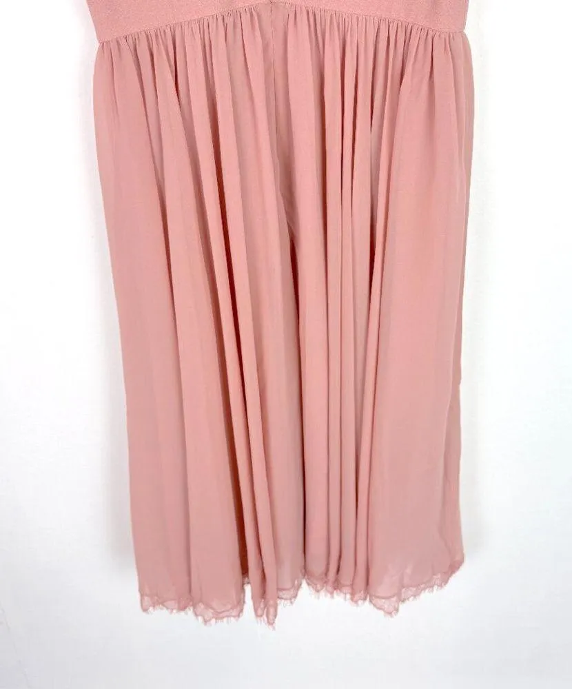 NWT Dress the Population Alicia Mixed Media Midi Dress Blush Pink Size Medium M - Image 12