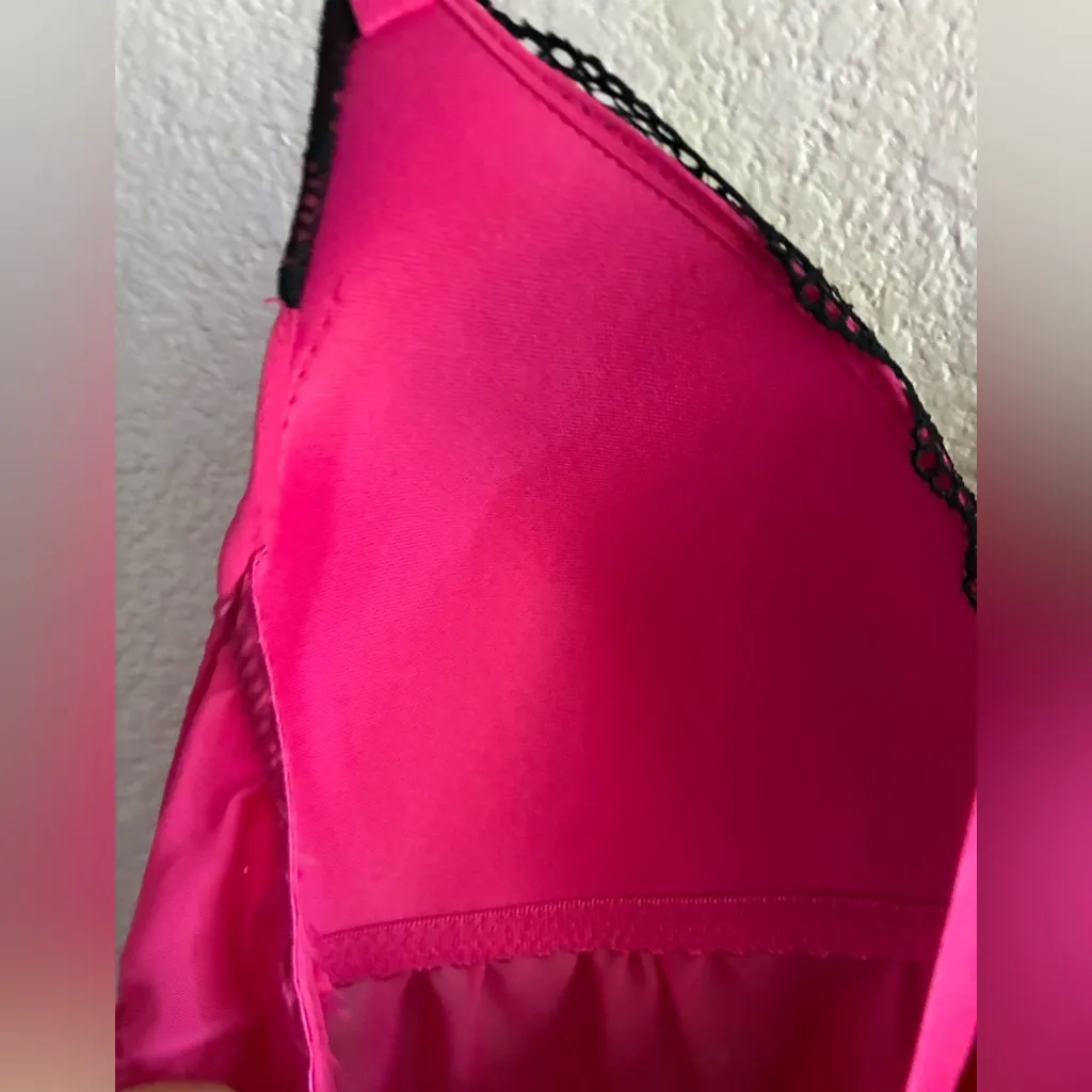 Apt. 9 Hot Pink Black Lace Sheer Chemise Babydoll S - Image 13