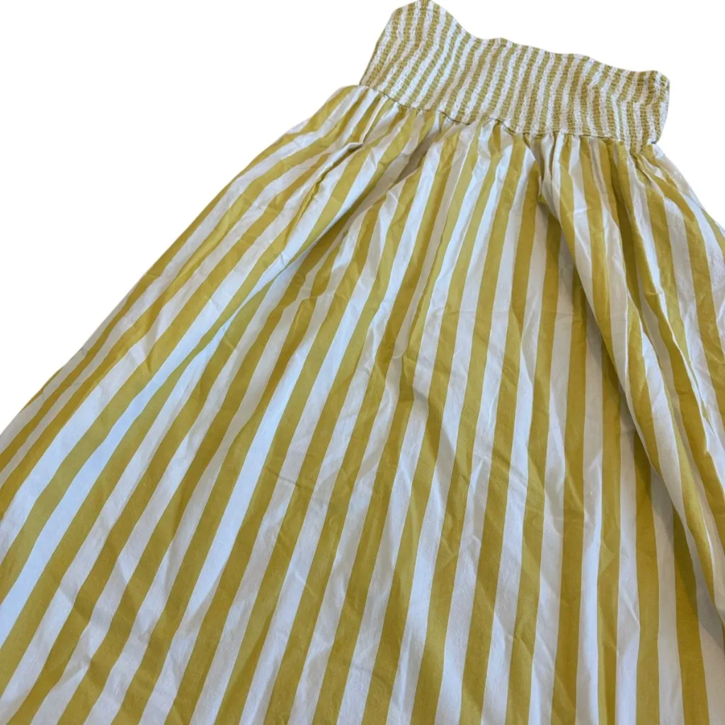 A New Day Yellow White Striped Maxi Dress Sundress Strapless Cotton Size Medium - Image 6