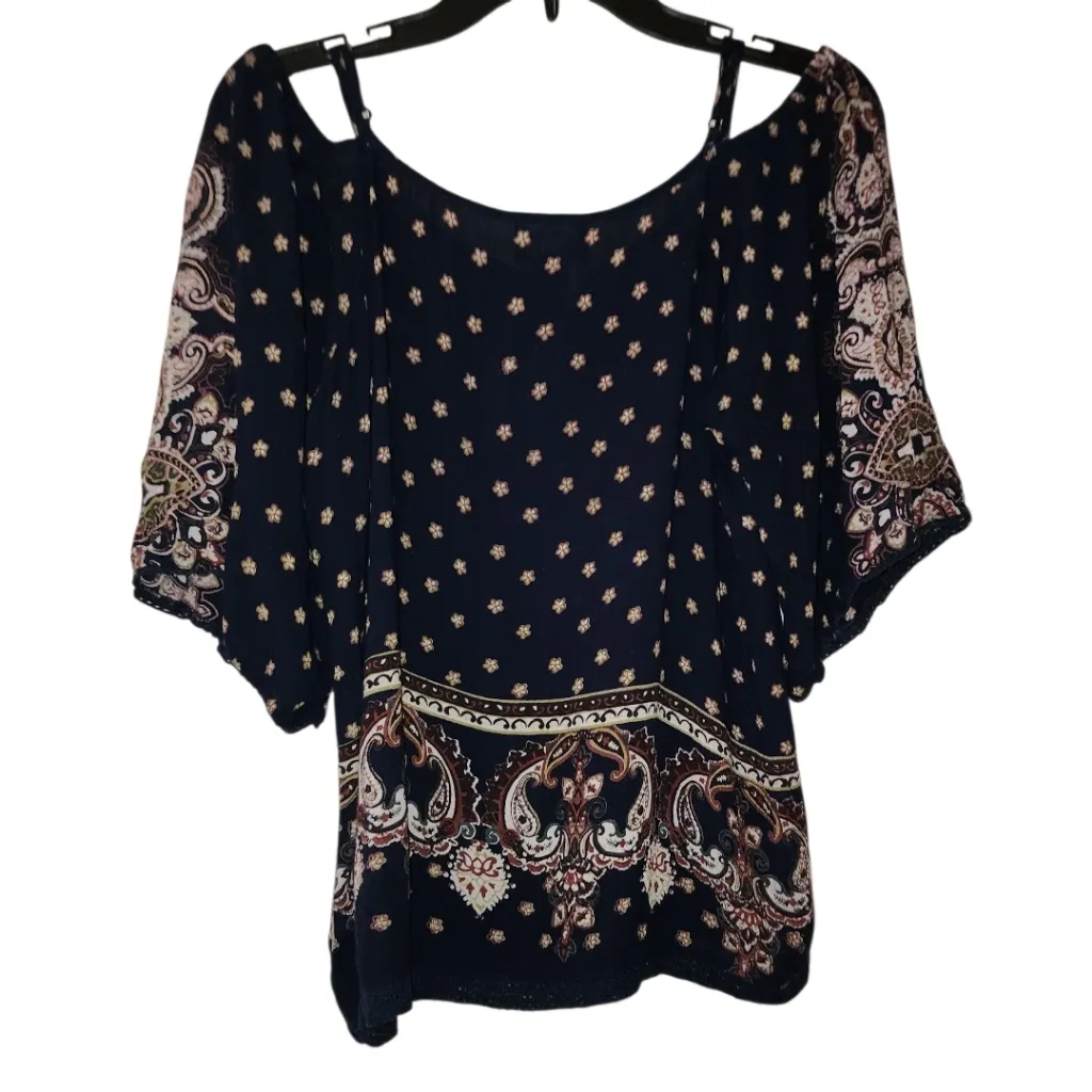 Angie  Cold Shoulder Boho Blouse Size Large - Image 2