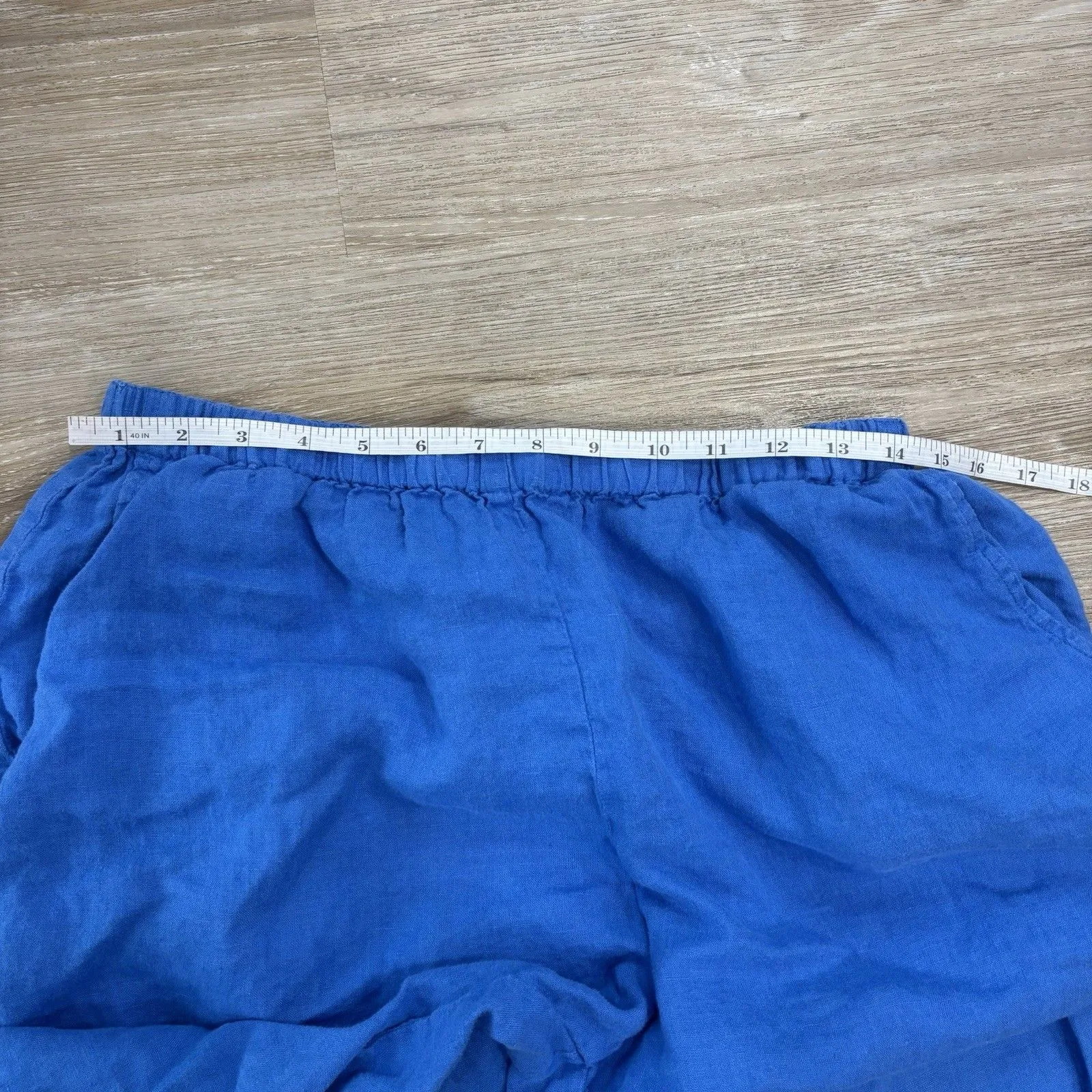 Flax Pants Womens Size Medium Blue Linen Boho Flowy Capris Lightweight - Image 4