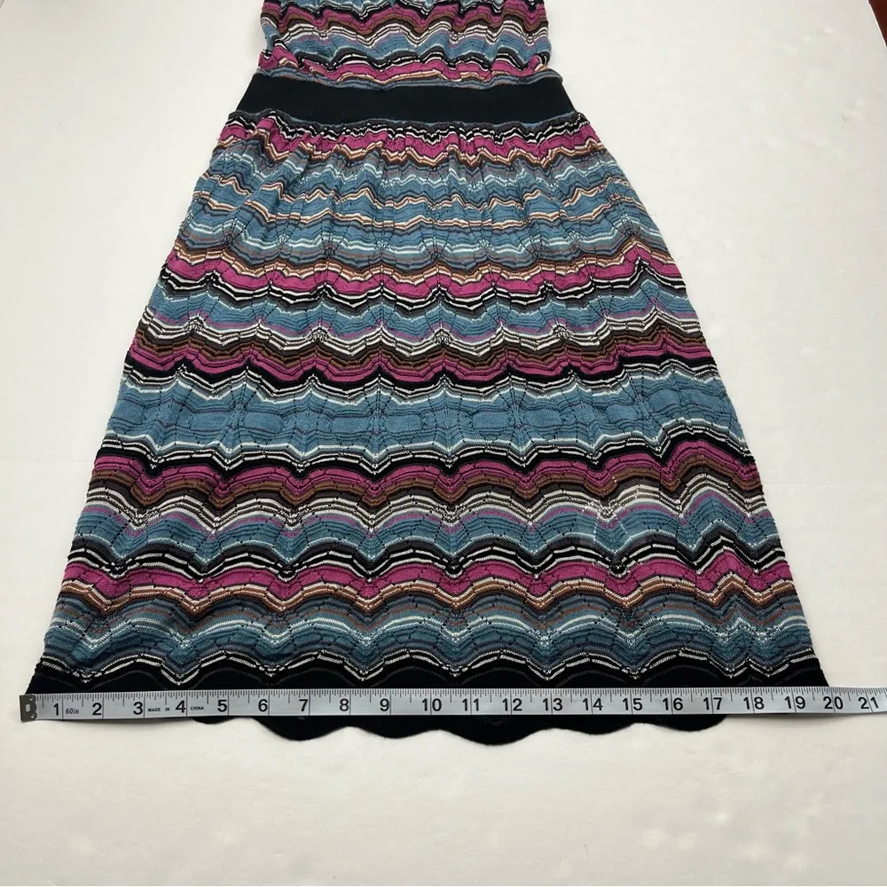 M Missoni Dress Knit Wave Stripe Zigzag V - Image 8