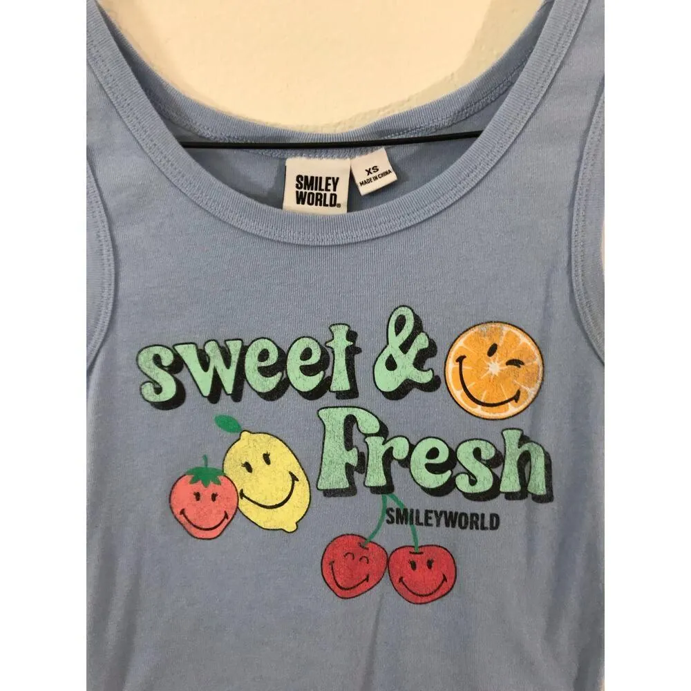 Grayson Threads Sweet & Fresh fruity blue cropped tank top - Image 2