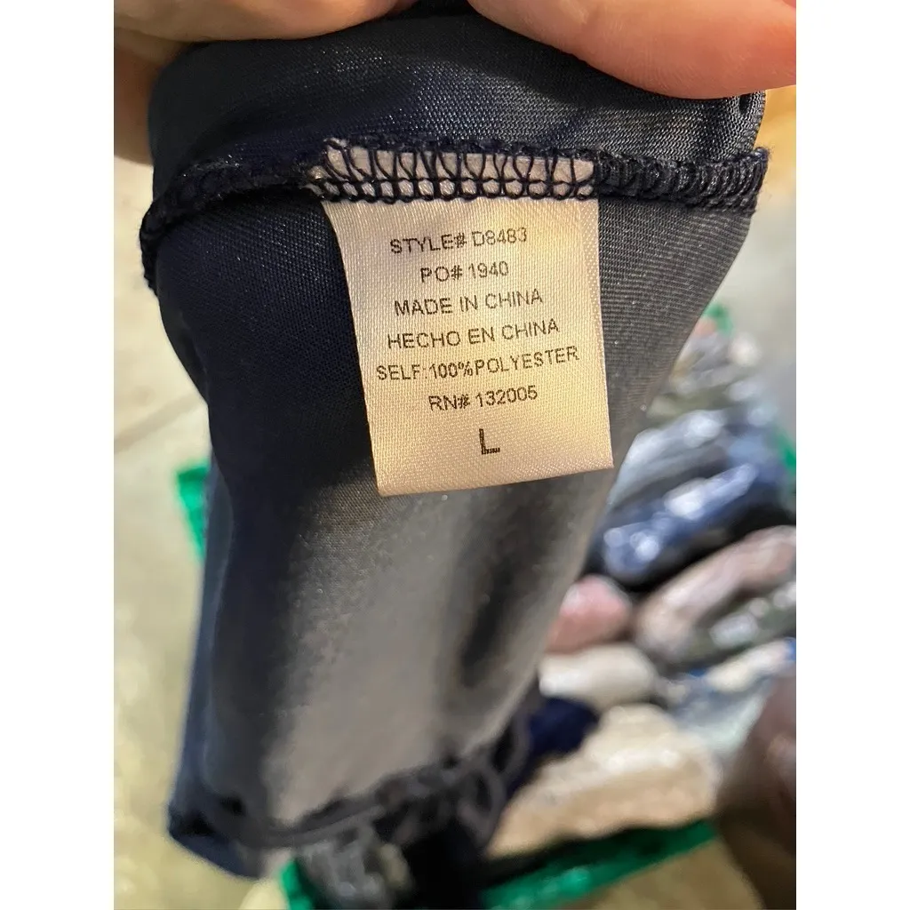 Entro Velvet Mesh Long Sleeve Gown Maxi Dress Blue Size L Evening Formal Holiday - Image 11