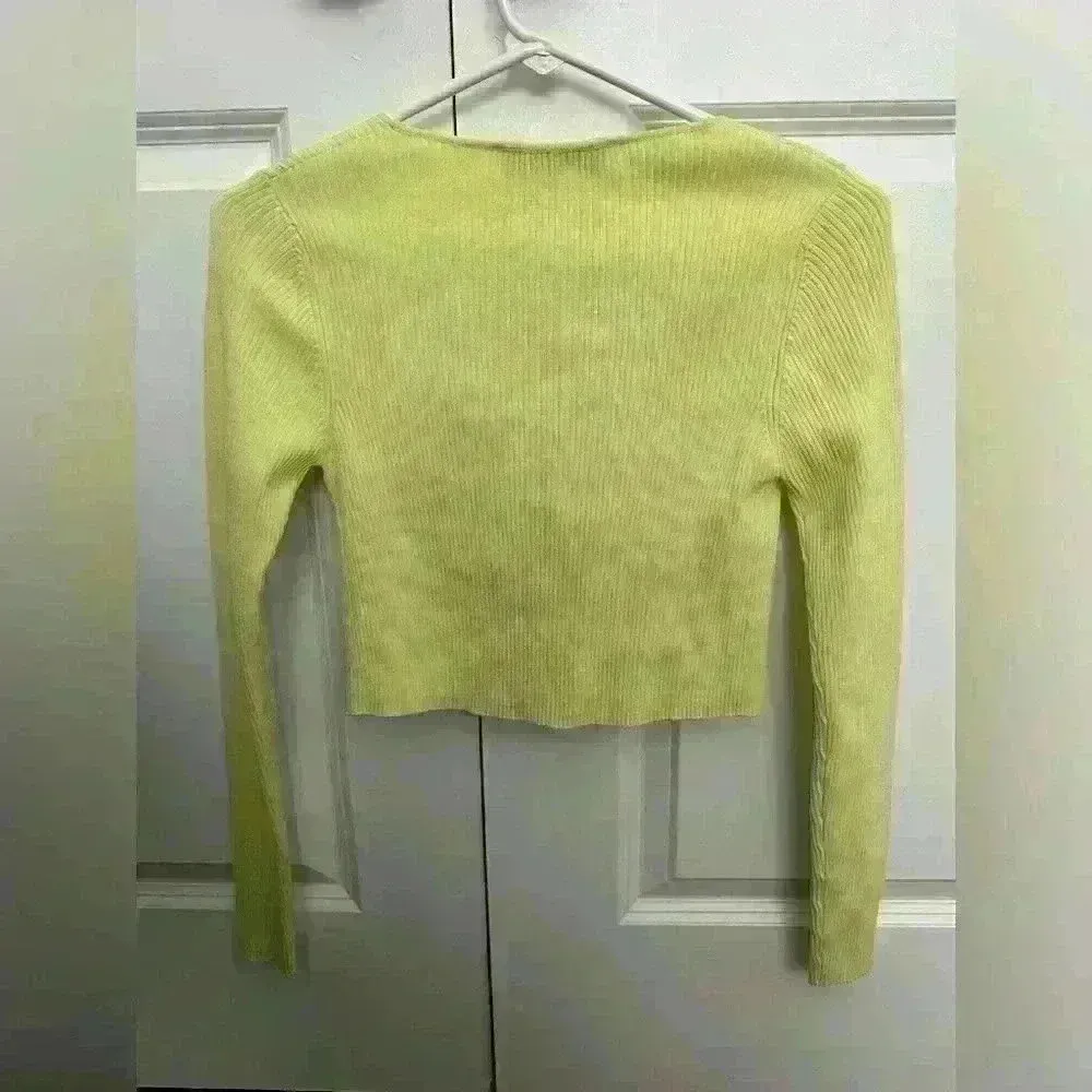 Zara Lime Green Wrap Tie Front Top Size S - Image 2