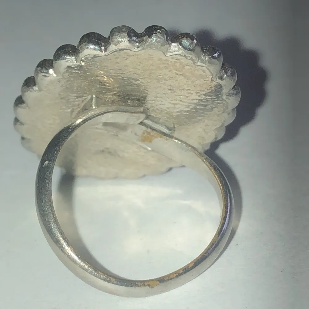 Adjustable Vintage Silver Tone Faux Turquoise Oval Shape Boho Ring Blue - Image 5