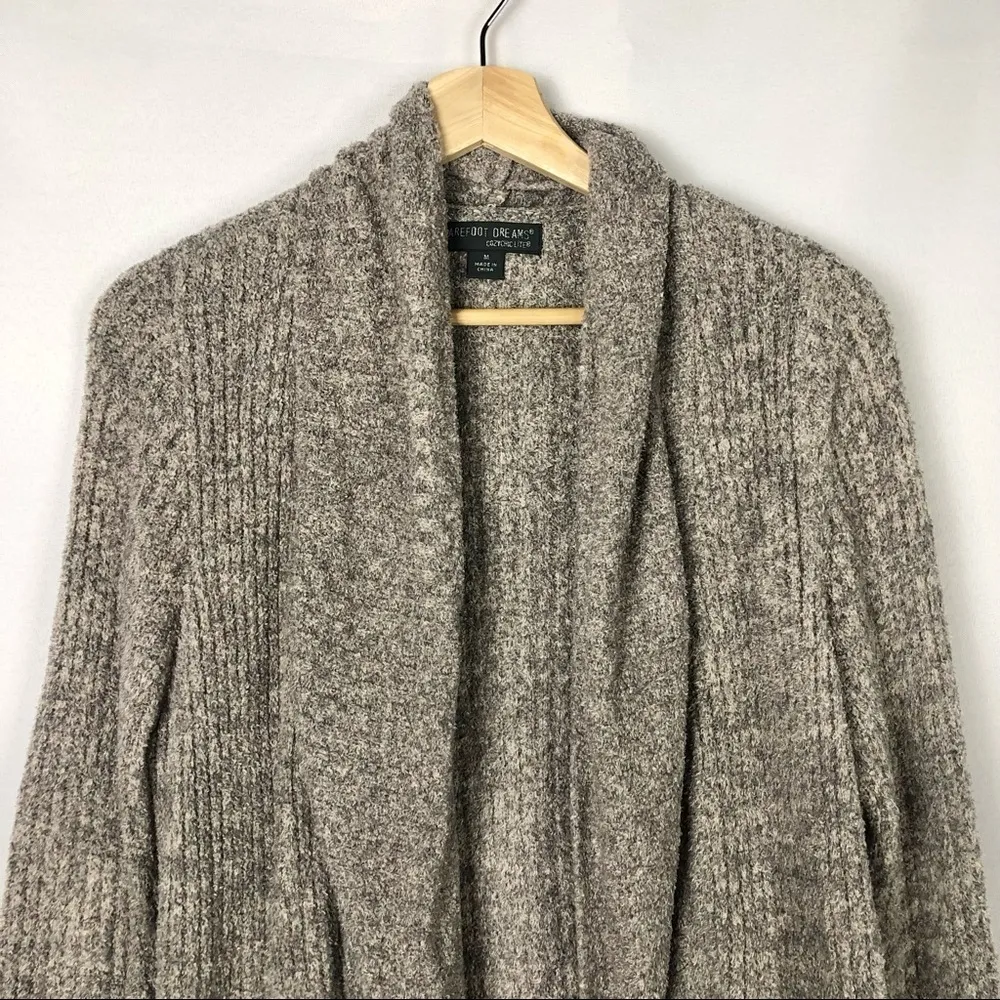 Barefoot Dreams CozyChic Lite Brown Montecito Long Knit Cardigan Sweater M - Image 4