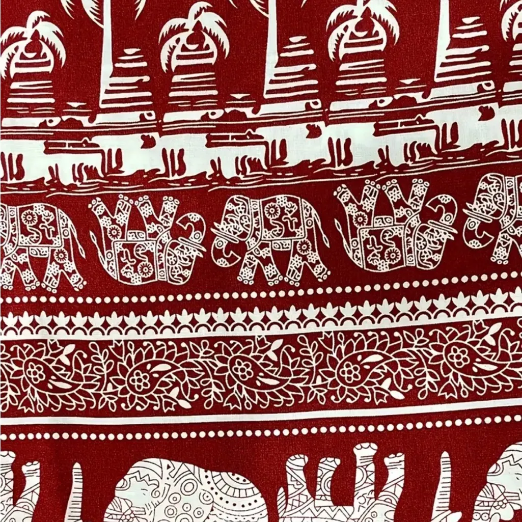 NWT Elephant Print Harem Pants Boho Yoga Lounge Festival Size XL Maroon Red - Image 5