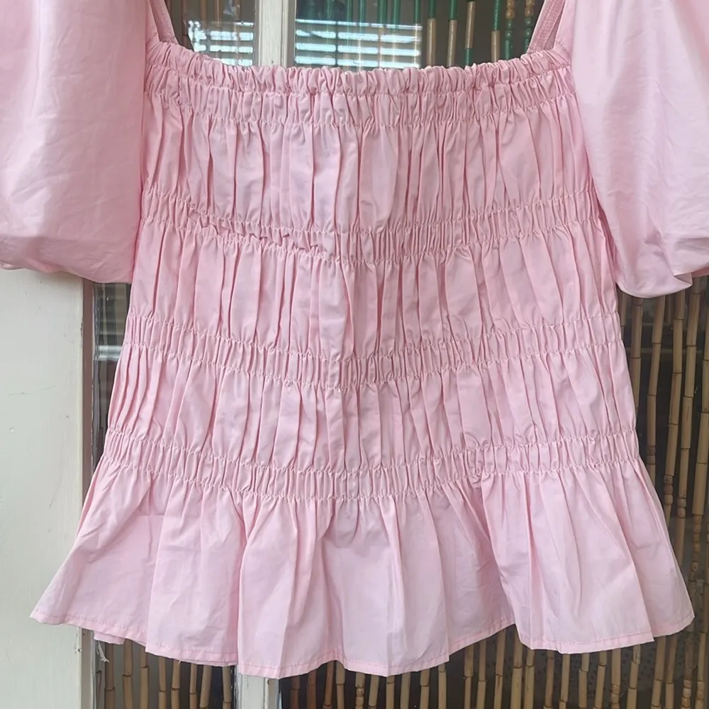 Revolve  the Label Smocked Puff Sleeve Savina Top Pink  XL - Image 2