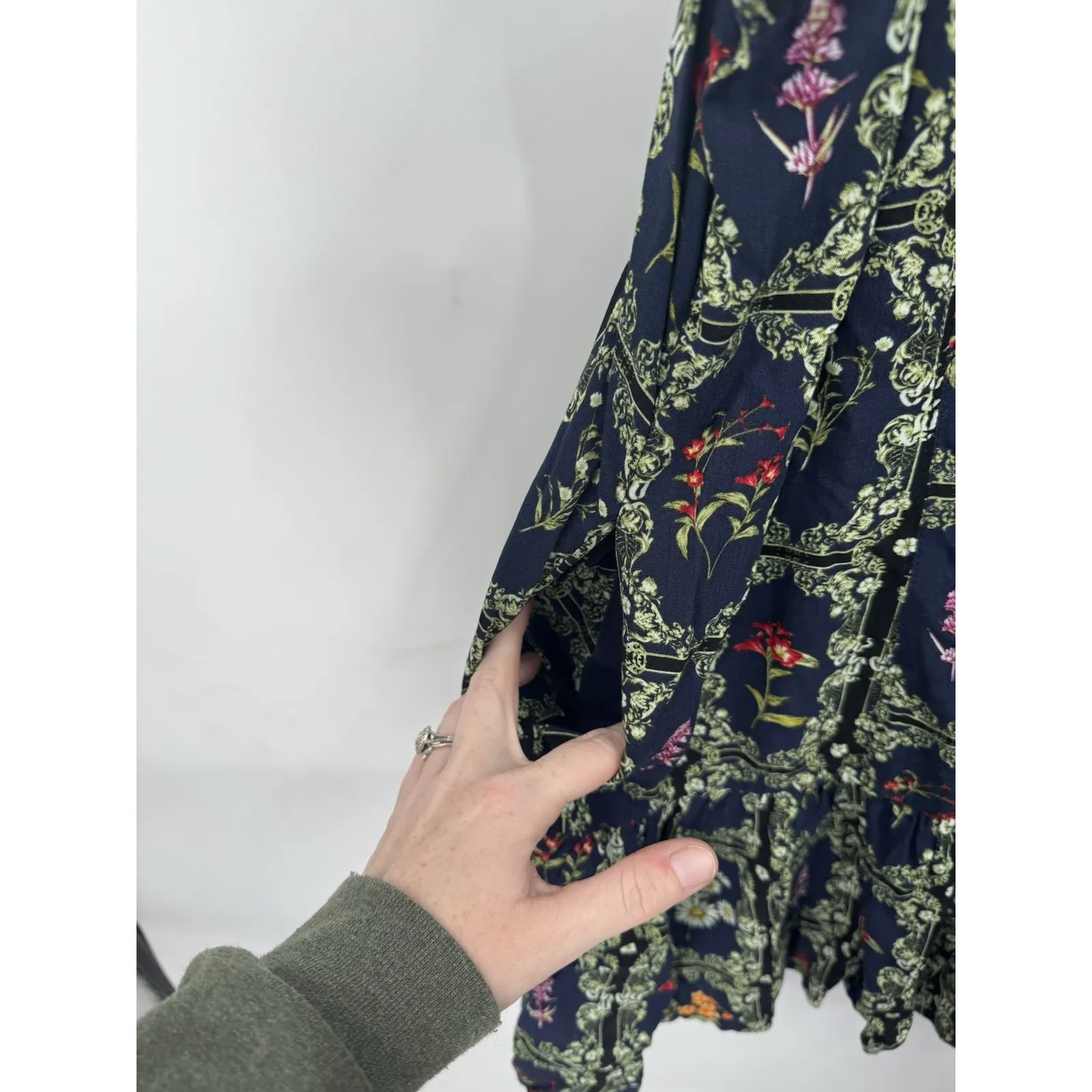 Agua Bendita X Target Floral Flutter Mini Dress Women XL Navy Tropical Beach NEW - Image 12