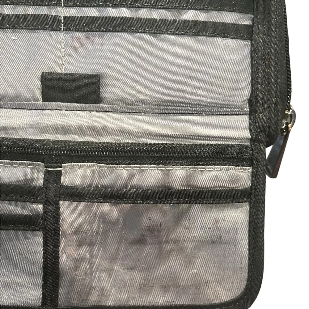 Lug Quilted Flap Snap Zip Around RFID Organizer Large Wallet Nylon Black - Image 11