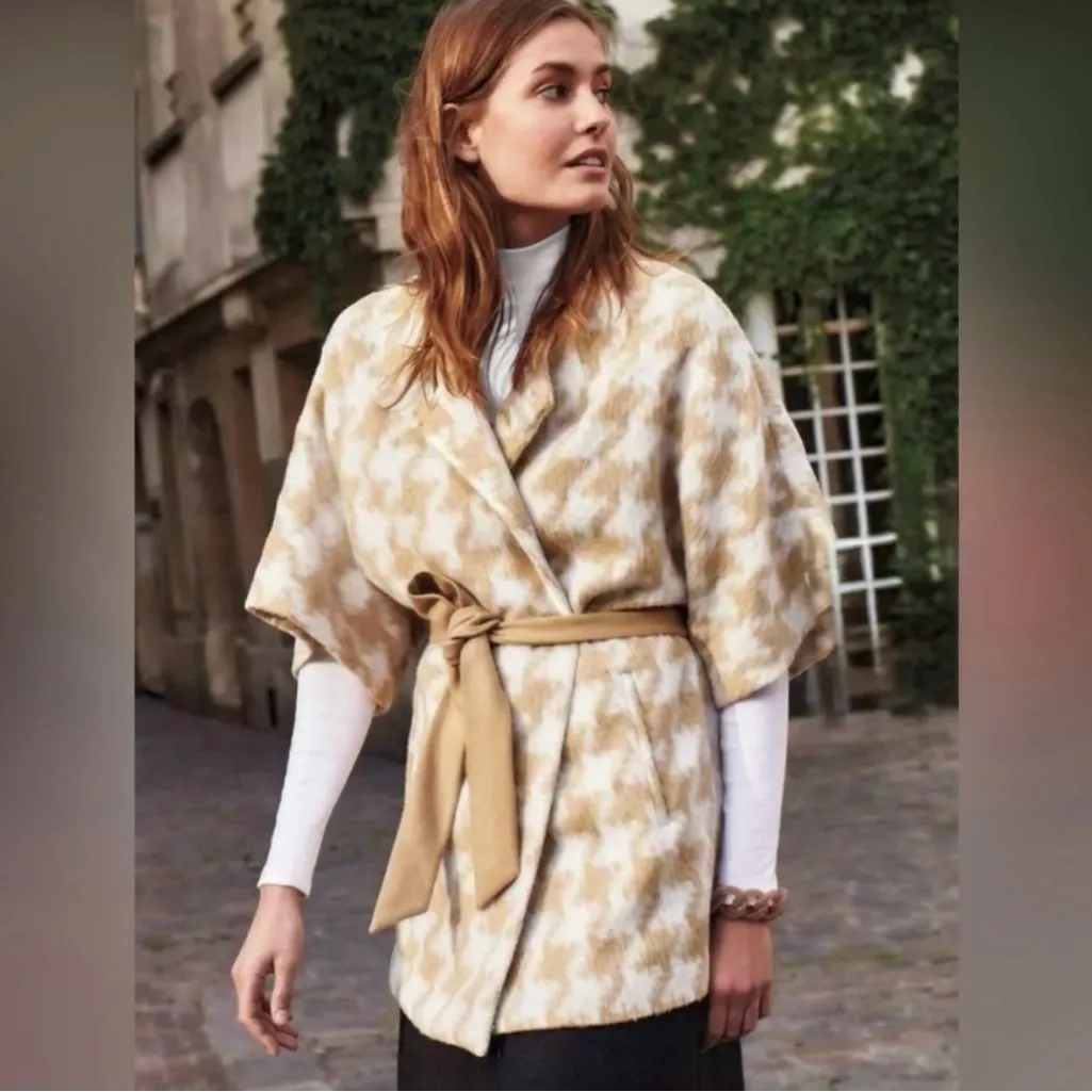 Anthropologie Elevenses Houndstooth Wrap Coat. - Image 4