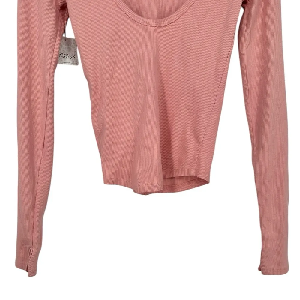 Free People We The Free Unapologetic Long Sleeve size Small Low Back Rose Blush - Image 7