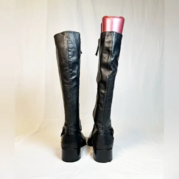 Delman Womens Tall Black Leather Knee High Zip Riding Boots~7.5~Italy - Image 6