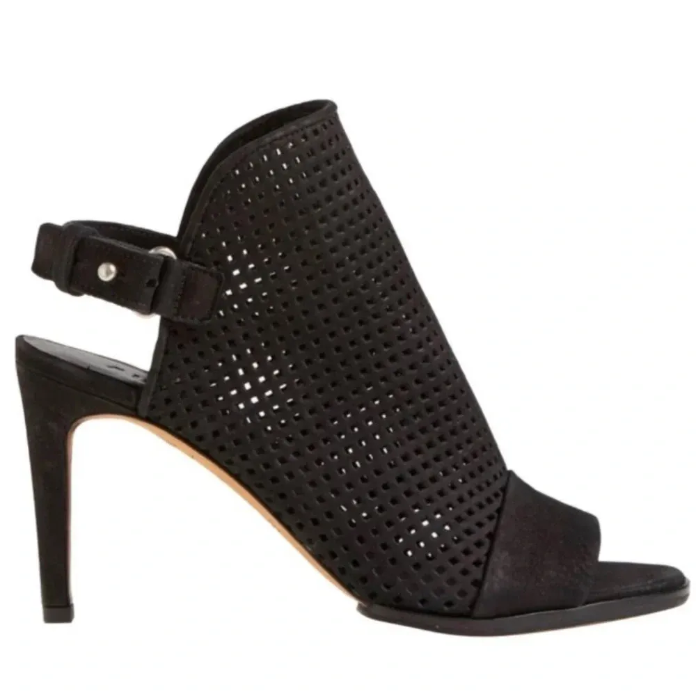 Vince Aden Laser Cut Suede Peep Toe‎ Heel Sandal Slingback Booties Nubuck 7 37.5 - Image 2