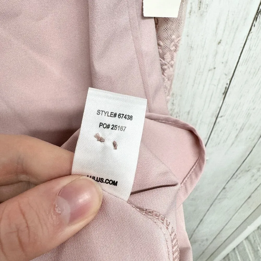 Lulus Dress XS Pink Once Upon a Midnight Mauve Embroidered Long Sleeve Shift NWT - Image 6