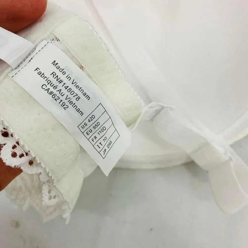 Curve Muse Lace Overlay Underwire Lined Bra 42D White Size undefined - Image 6